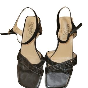 Mano Sandals Crocodile Print Black 39